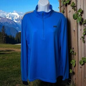 Helly Hansen‎ Blue Lightweight Holiday Outdoors Ski Snow Quarter Zip Women's L